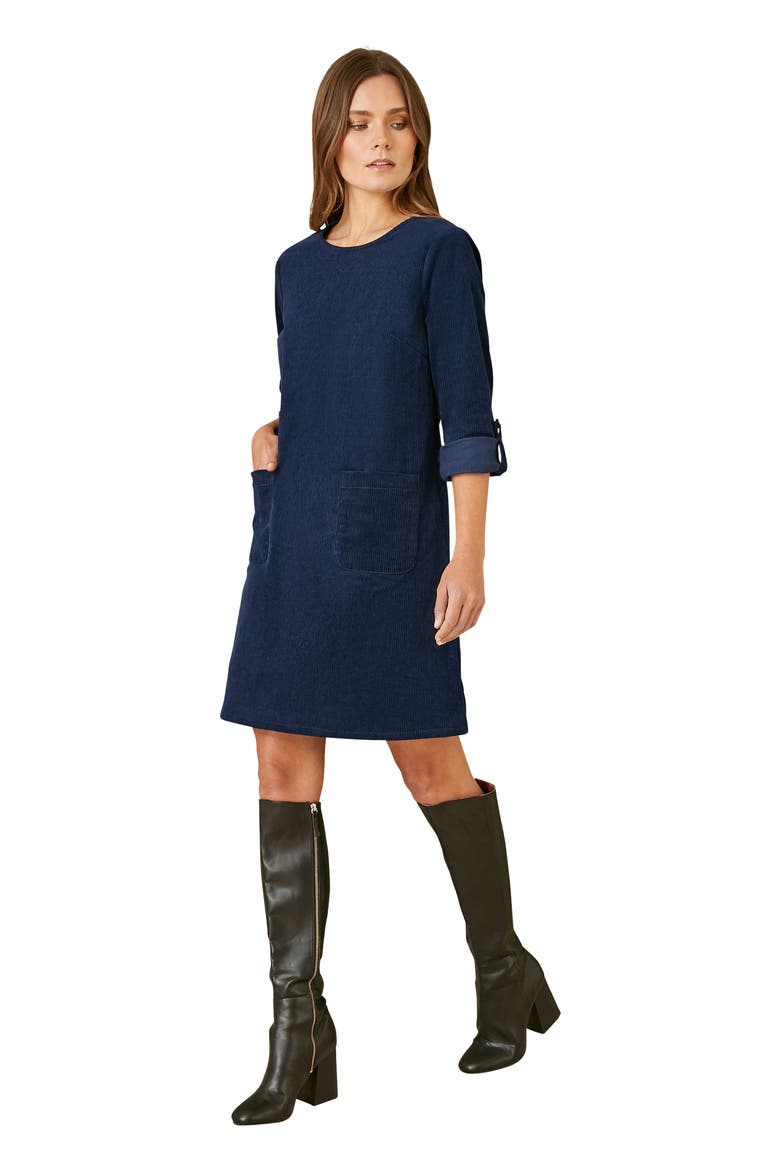 Cord Tunic Dress With Pockets, Alternate, color, Navy