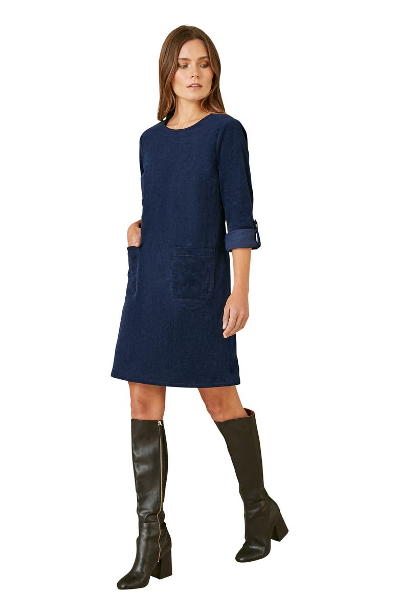 Yumi Cord Tunic Dress With Pockets, Alternate, color, Navy