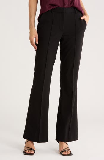 Dkny Pintuck Fit & Flare Trousers In Black