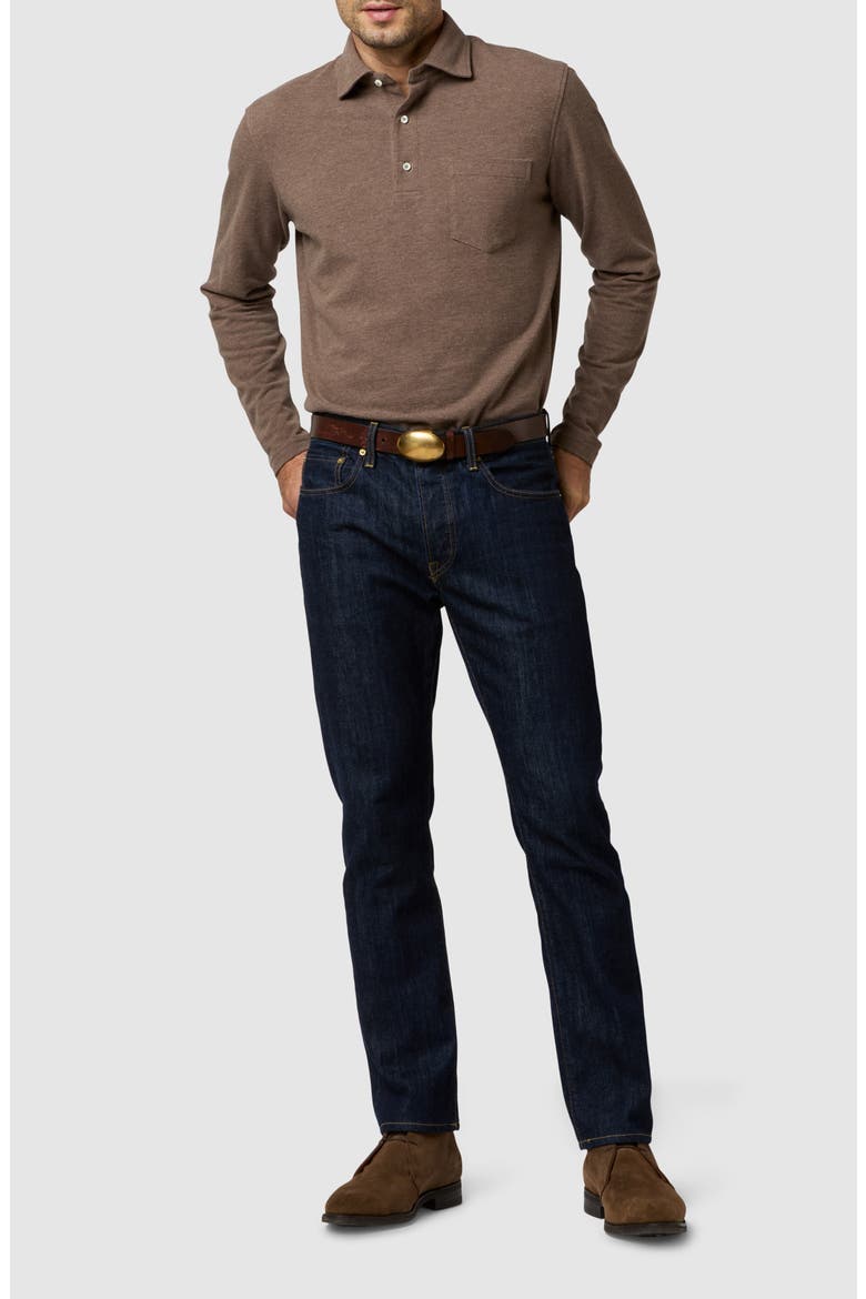 Pima Cotton Long Sleeve Polo, Alternate, color, HEATHER OAT PIQUE