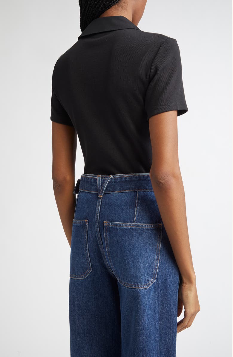 Veronica Beard Kearney Stretch Cotton Polo, Alternate, color, Black