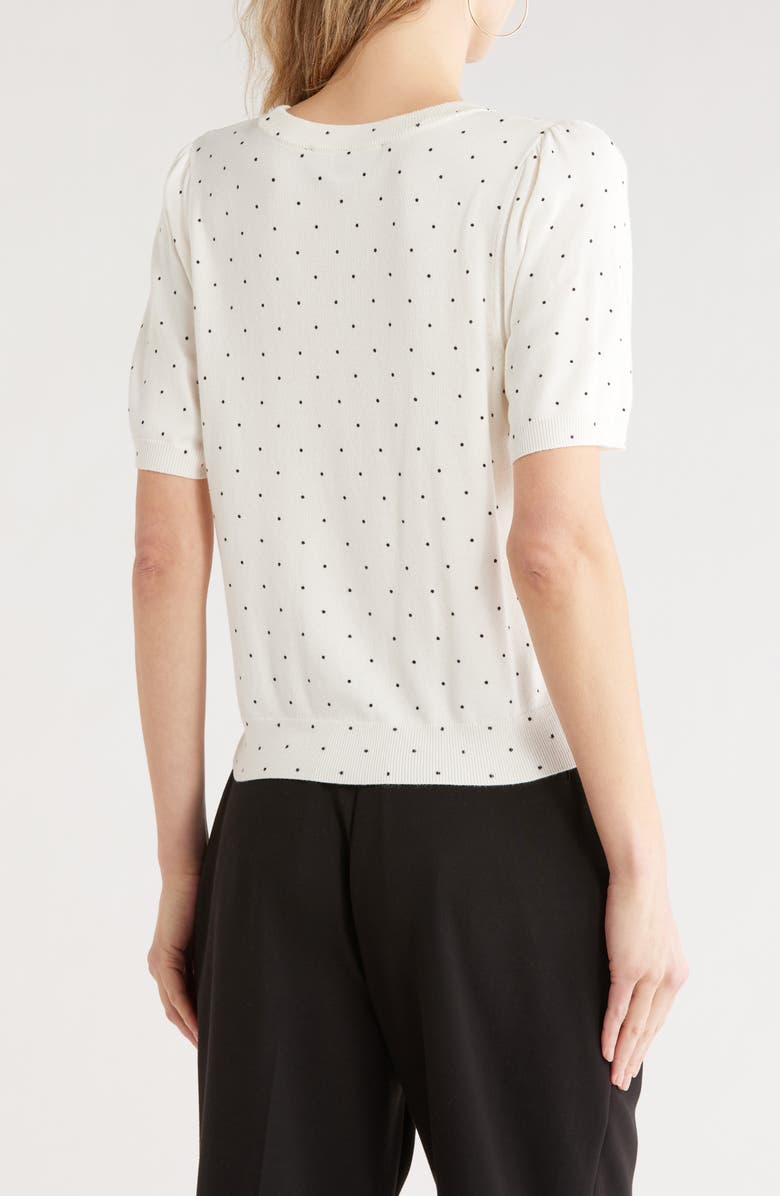 French Connection Polka Dot T-Shirt, Alternate, color, Cream/ Black Dots