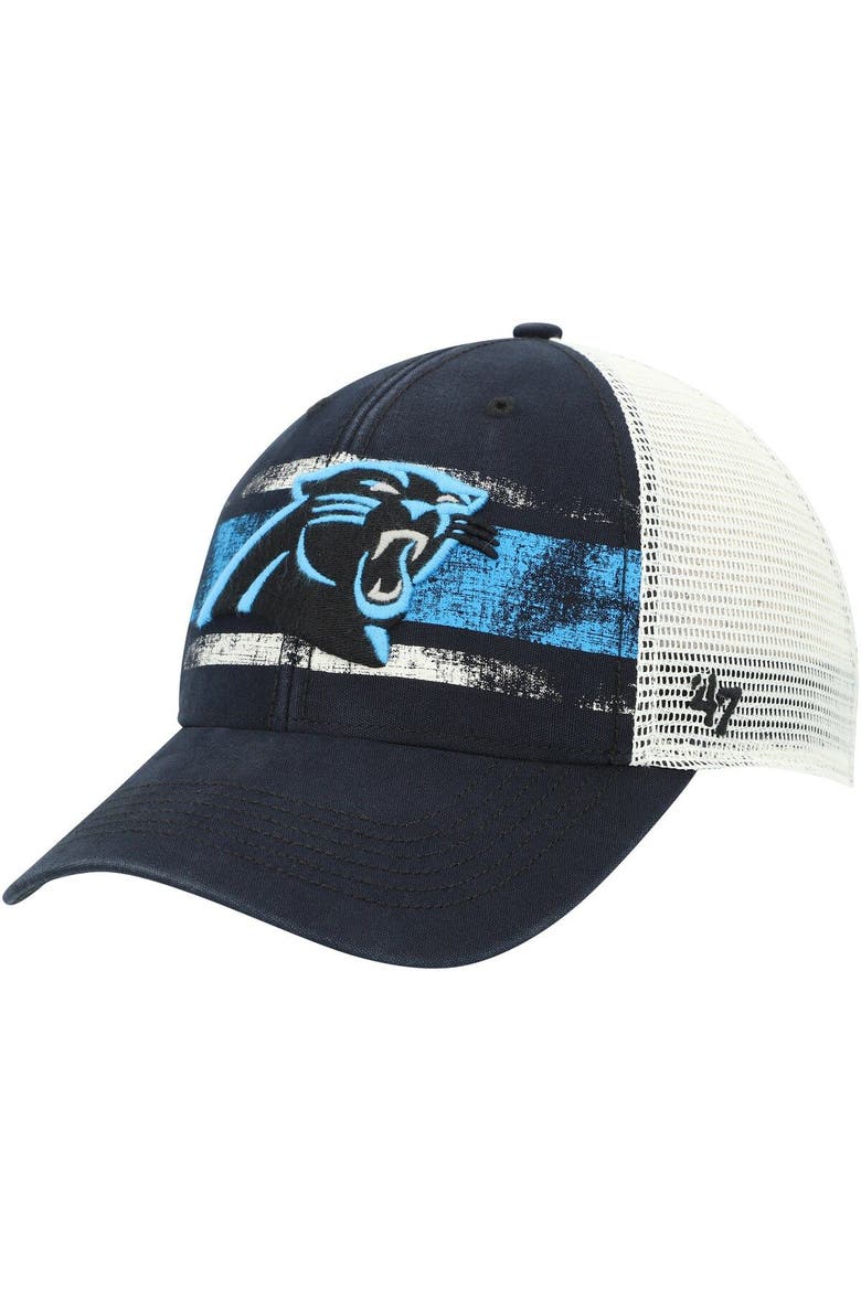 Men's '47 Black/White Carolina Panthers Interlude MVP Trucker Snapback Hat, Main, color, Black