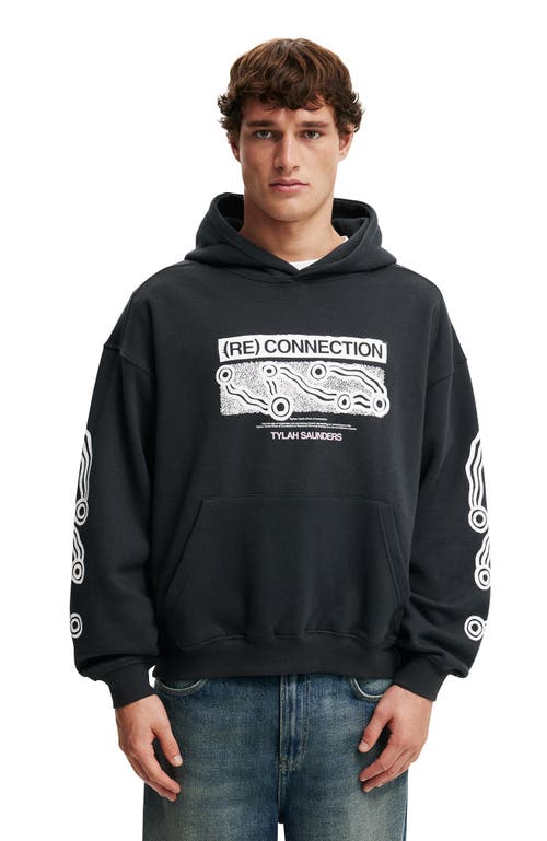 Cotton On Tylah Saunders Box Fit Hoodie In Washed Black Place Of