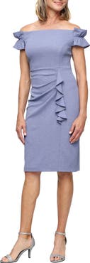 SL FASHIONS Ruffle Glitter Cocktail Dress