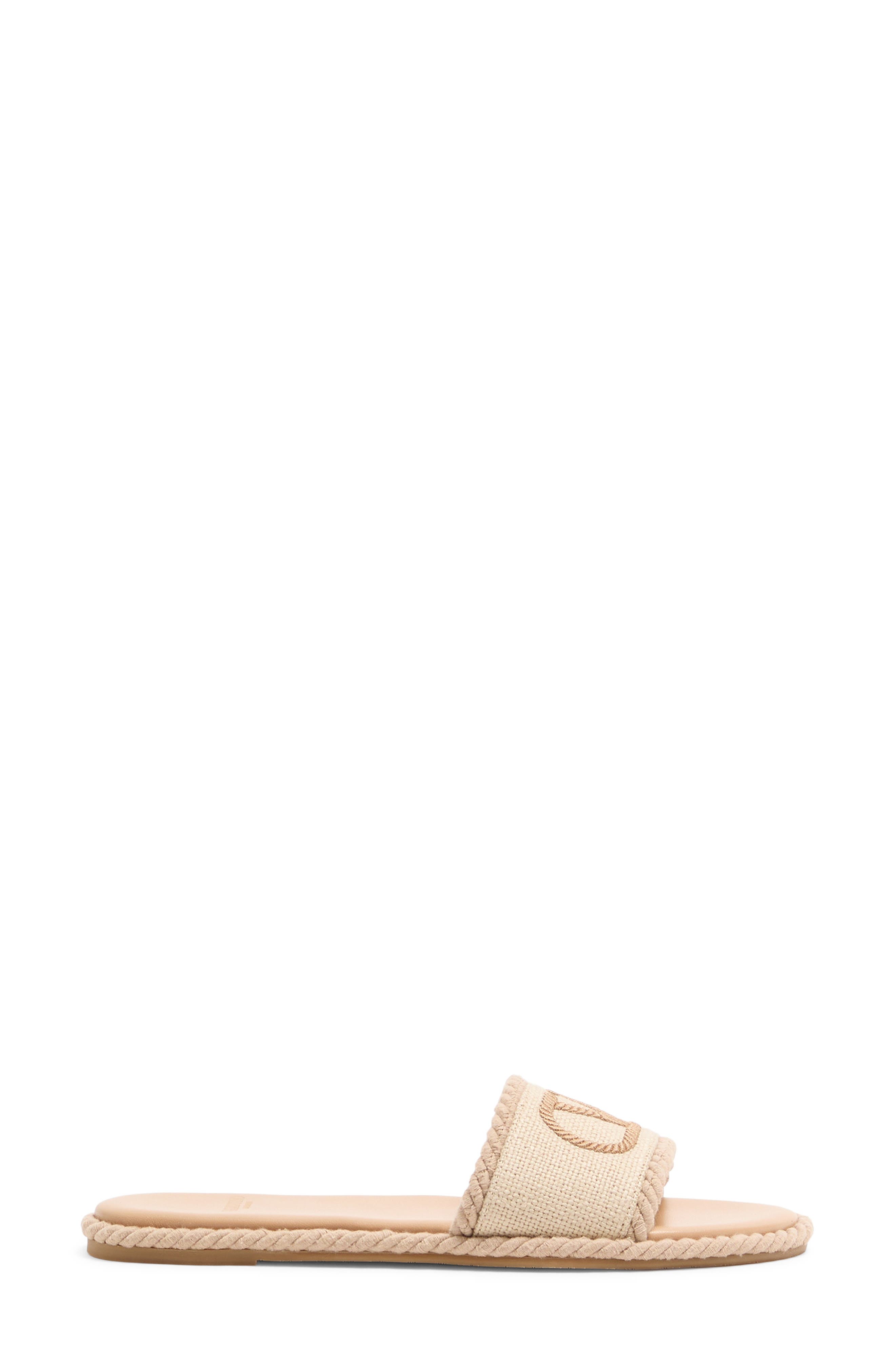 Valentino Garavani VLOGO Torchon Flat Espadrille Slide Sandal, Alternate, color, Beige