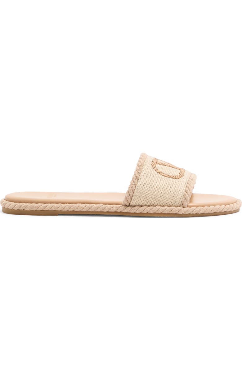 Valentino Garavani VLOGO Torchon Flat Espadrille Slide Sandal, Alternate, color, Beige