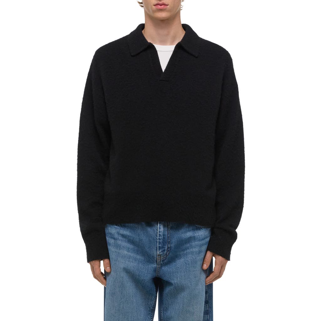 Helmut Lang Lithe 3 Brushed Wool & Cashmere Polo Sweater In Black
