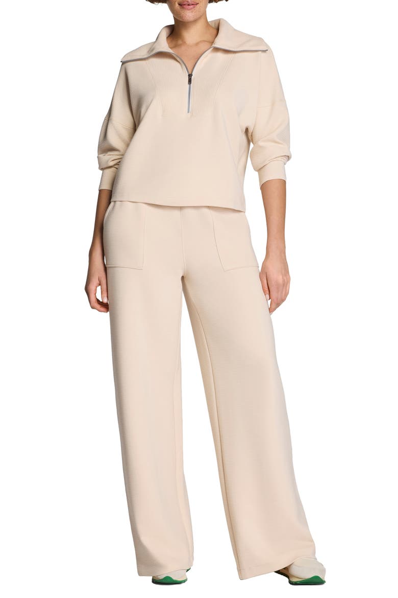 AirEssentials French Rib Quarter Zip Pullover, Alternate, color, TOASTED COCONUT