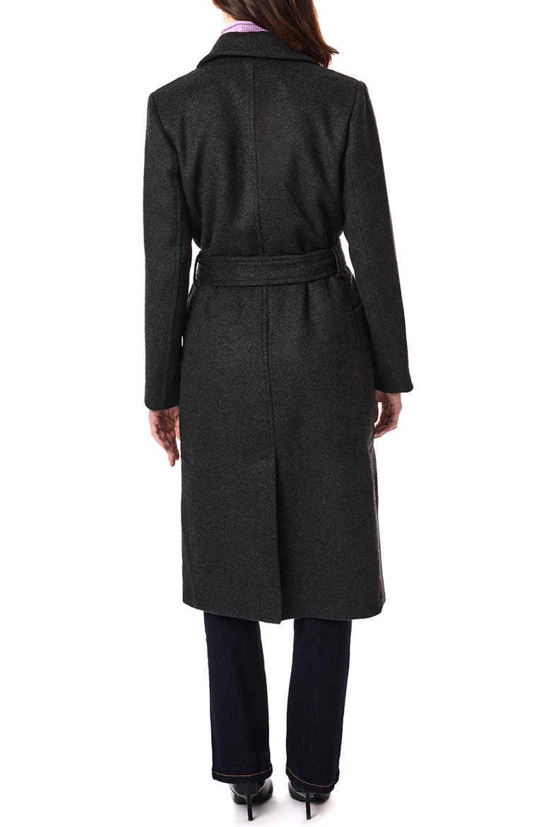 Belted Wool Blend Longline Coat, Alternate, color, DARK HEATHER GREY