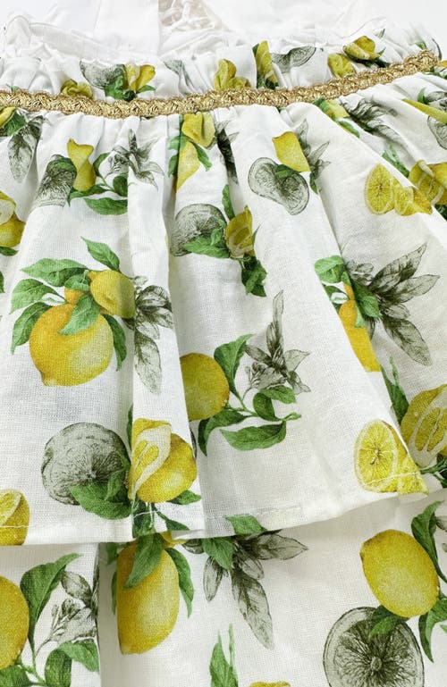 Petite Maison Kids Amalfi Lemon Dress In White Lemon Print