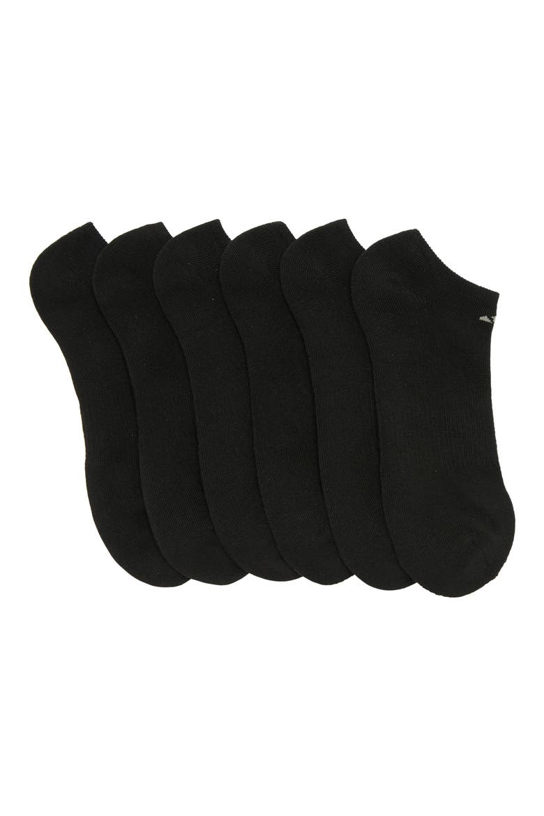 Cushioned No Show Socks - Pack of 6, Main, color, BLACK
