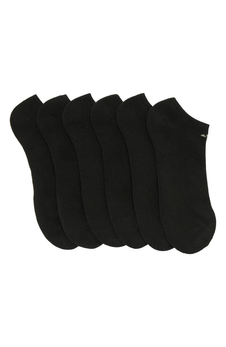 adidas Cushioned No Show Socks - Pack of 6, Main, color, Black