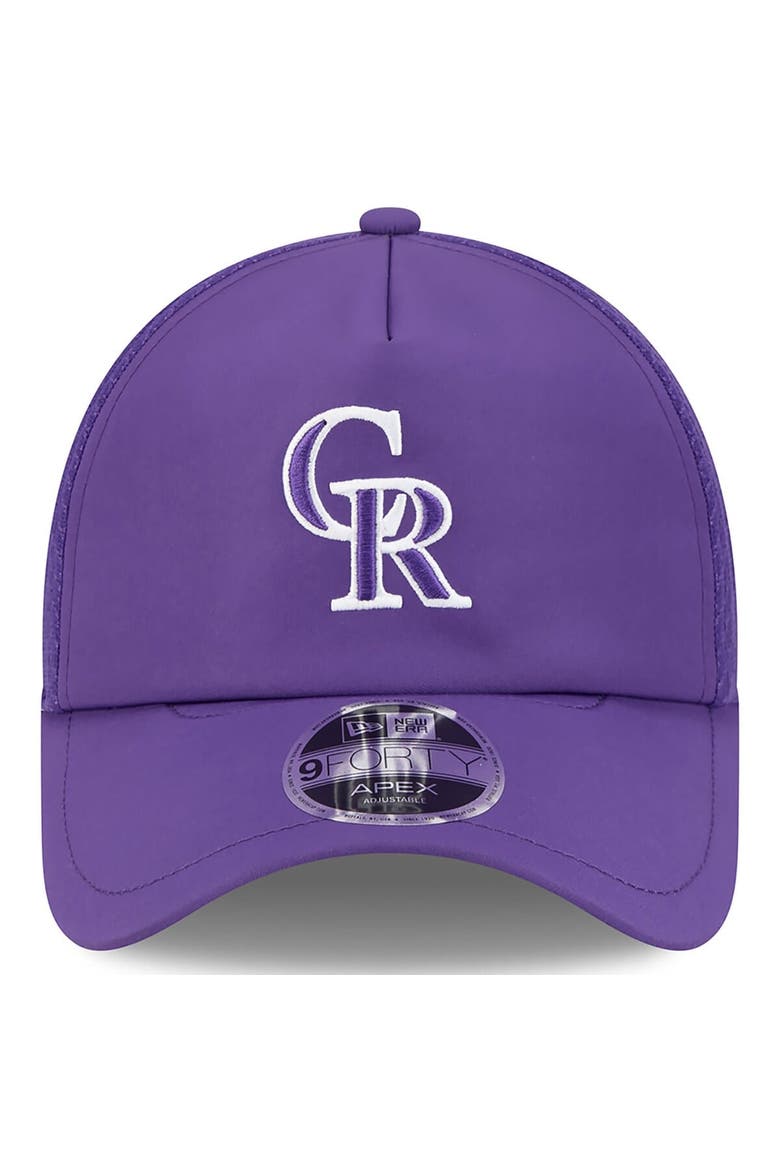 Men's New Era Purple Colorado Rockies 2026 Batting Practice Apex 9FORTY Adjustable Trucker Hat, Alternate, color, Purple