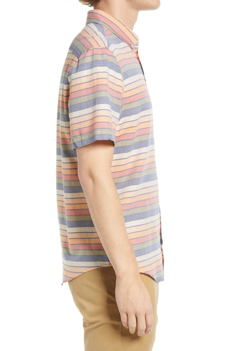 Original Penguin Stripe Short Sleeve Cotton Button-Down Shirt, Alternate, color,