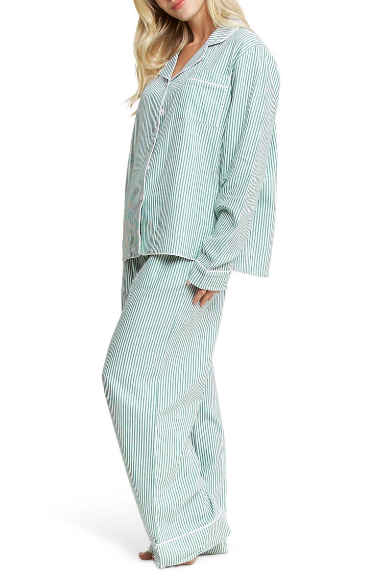 Honeydew Snooze Mode Long Pajamas, Alternate, color, Jademiststripe