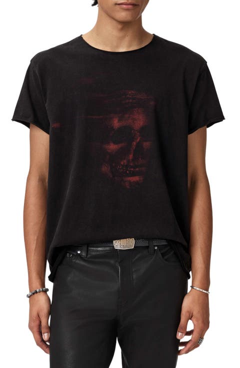 Bleached Skull Raw Edge Organic Cotton T-Shirt
