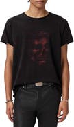 John Varvatos Bleached Skull Raw Edge Organic Cotton T-Shirt