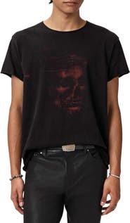 John Varvatos Bleached Skull Raw Edge Organic Cotton T-Shirt