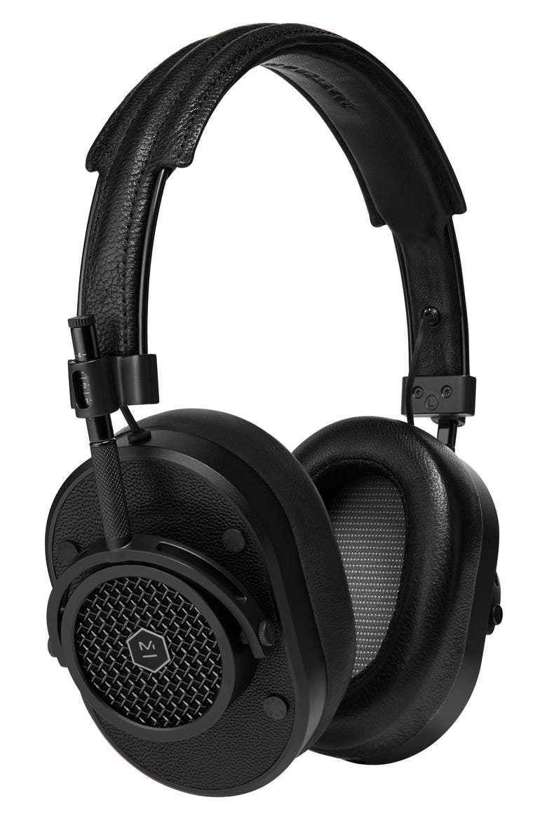 MH40 Leather Over Ear Headphones, Main, color, BLACK