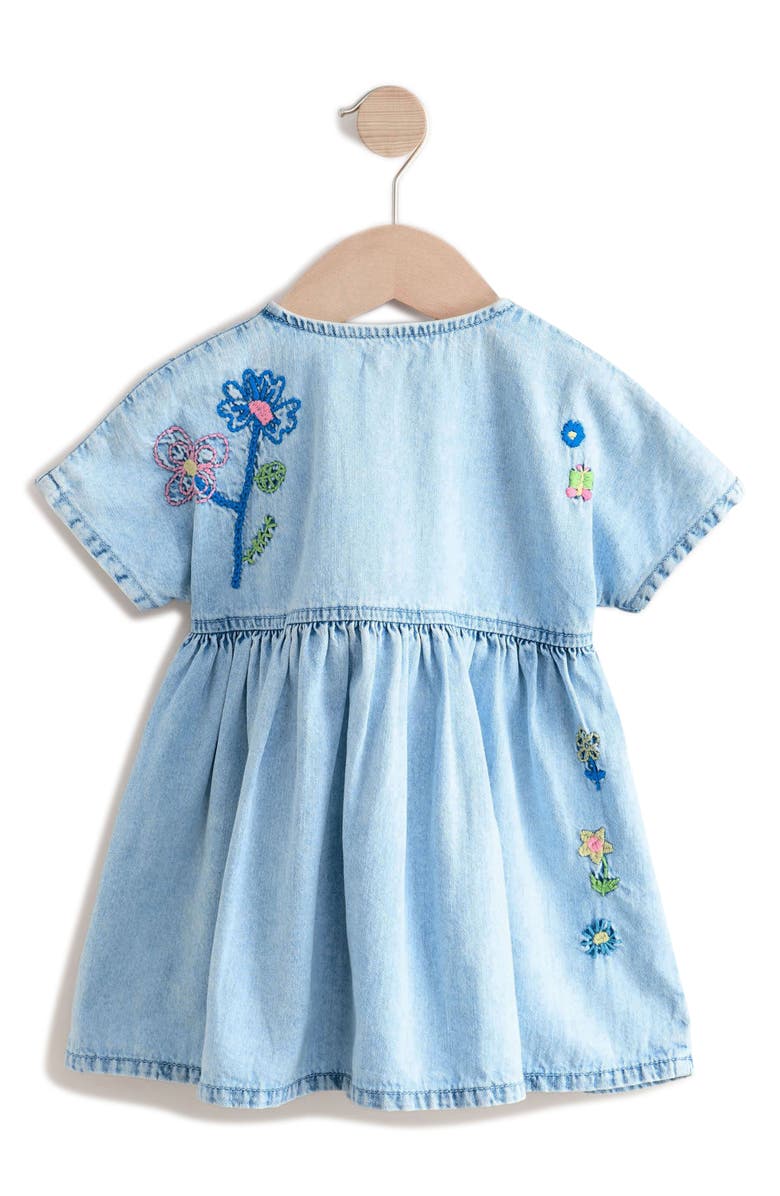 NEXT Kids' Floral Embroidered Denim Shirtdress, Alternate, color,