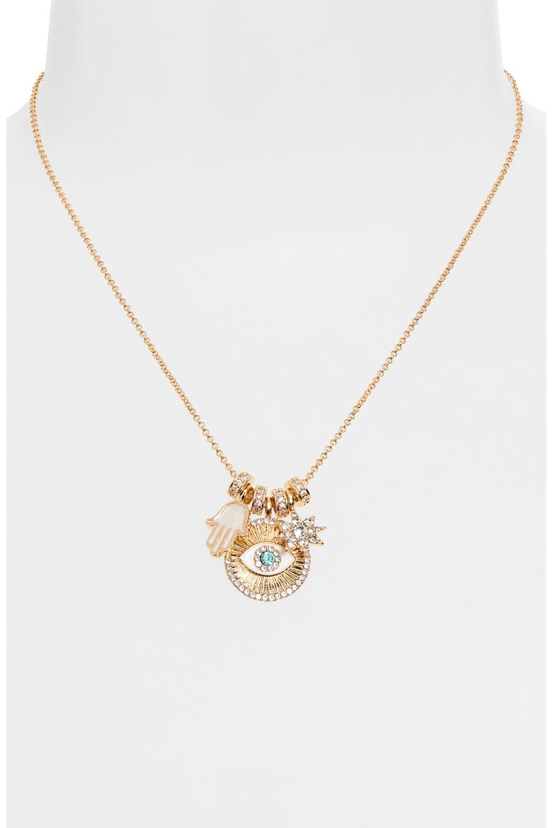 High Vibrations Evil Eye Charm Necklace, Alternate, color, TURQUOISE