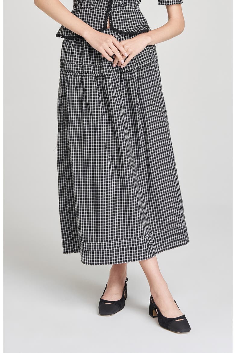 Gemma Plaid Pleated Skirt, Main, color, IVORY-BLACK GINGHAM