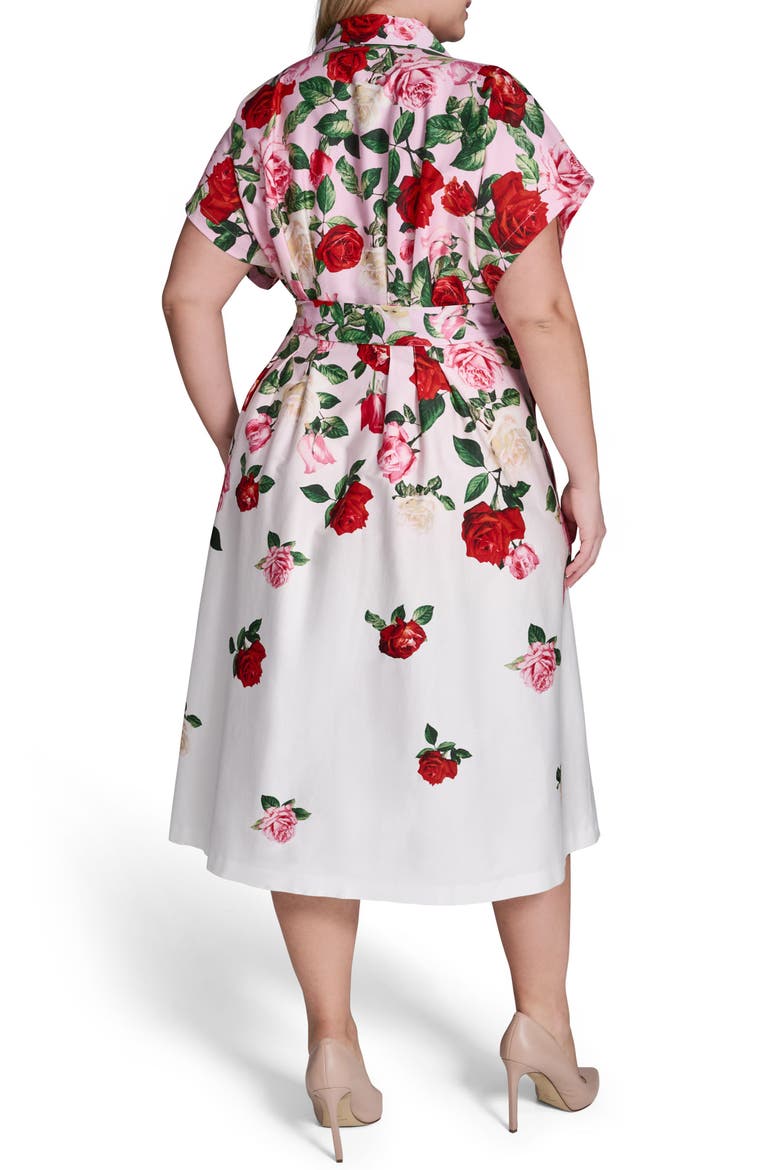Placed Floral Stretch Cotton Midi Shirtdress, Alternate, color, CORNELIA ROSE/ SFT WHT MULTI