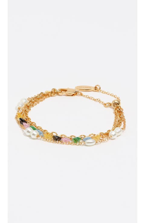 Triple-Layer Chain Heart Crystals Bracelet