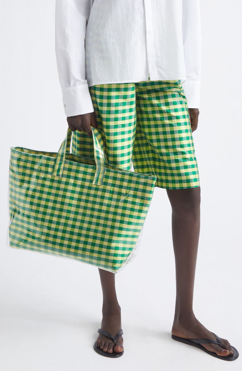 COMING OF AGE Gingham Tote, Alternate, color, Gingham Green Yellow