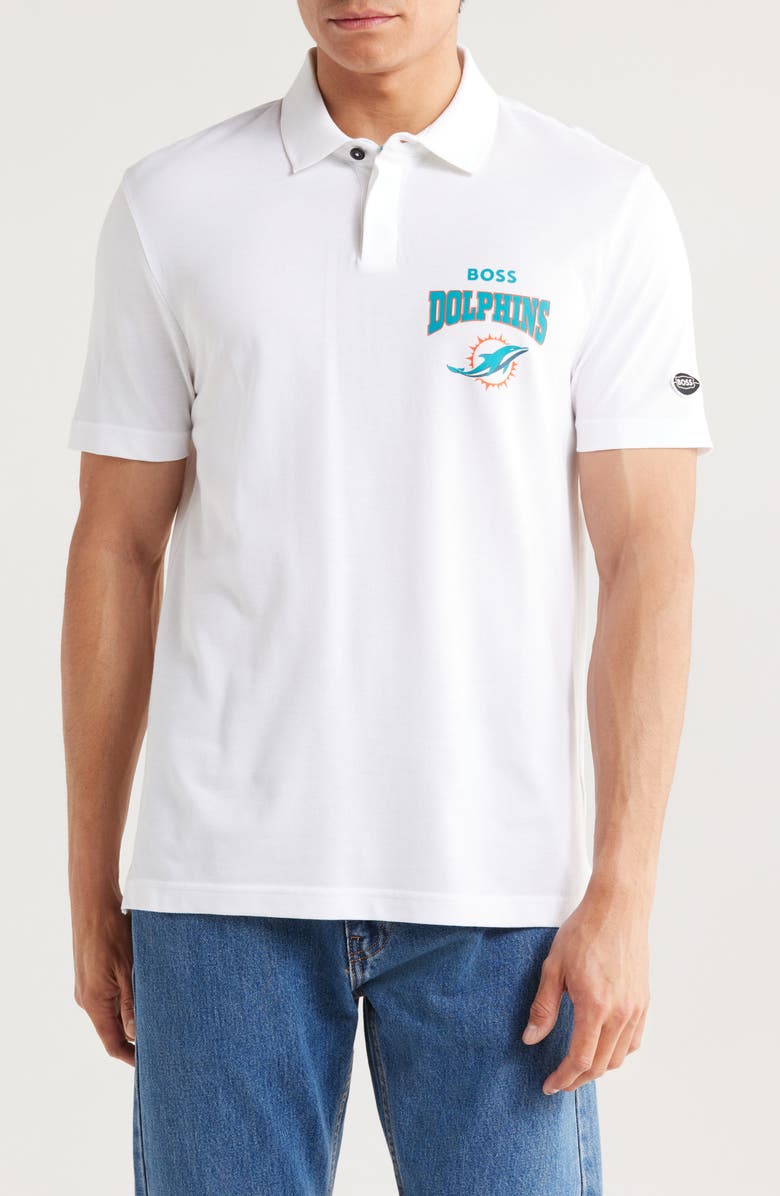 BOSS NFL Dolphins Cotton Polo, Main, color, 