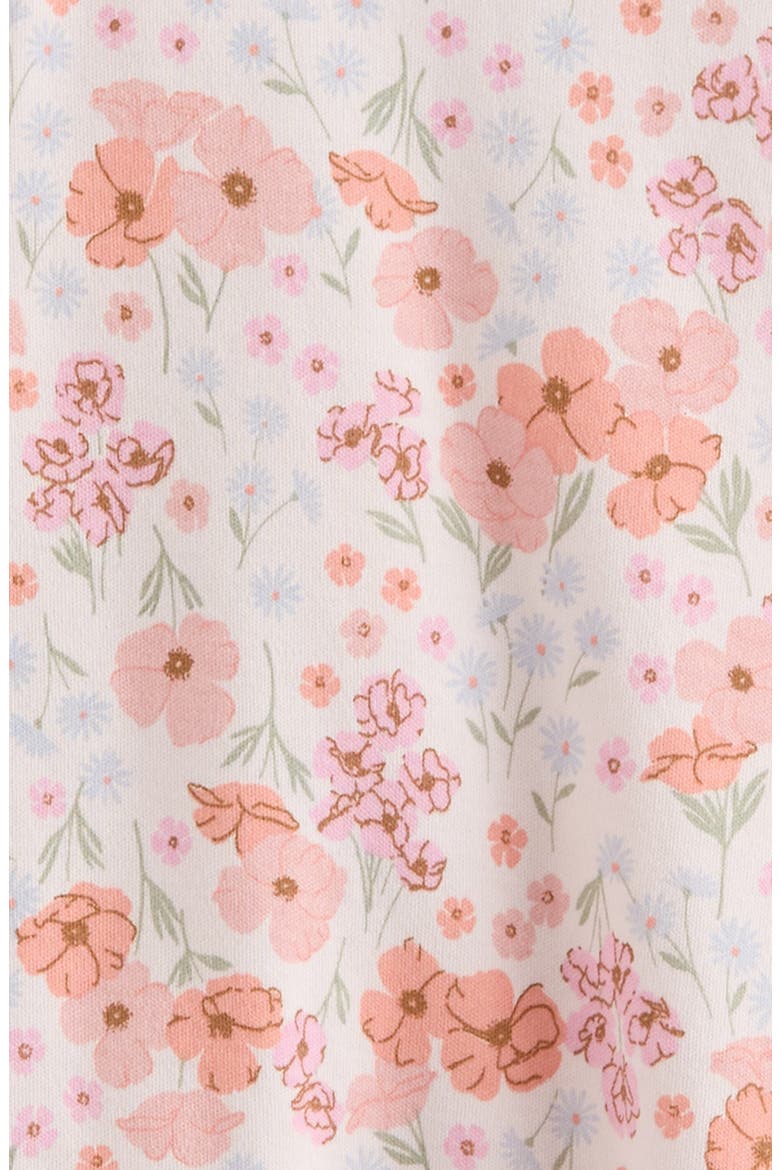 Print Cotton Footie, Alternate, color, PINK HEAVEN POPPY GARDEN