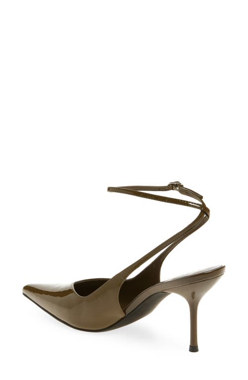 Jeffrey Campbell Executive Ankle Strap Pointed Toe Slingback Pump In Khaki Patent