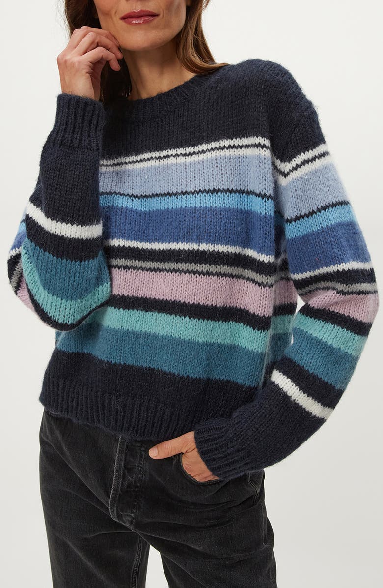 Michael Stars Aura Stripe Crewneck Sweater, Alternate, color, Nocturnal Combo