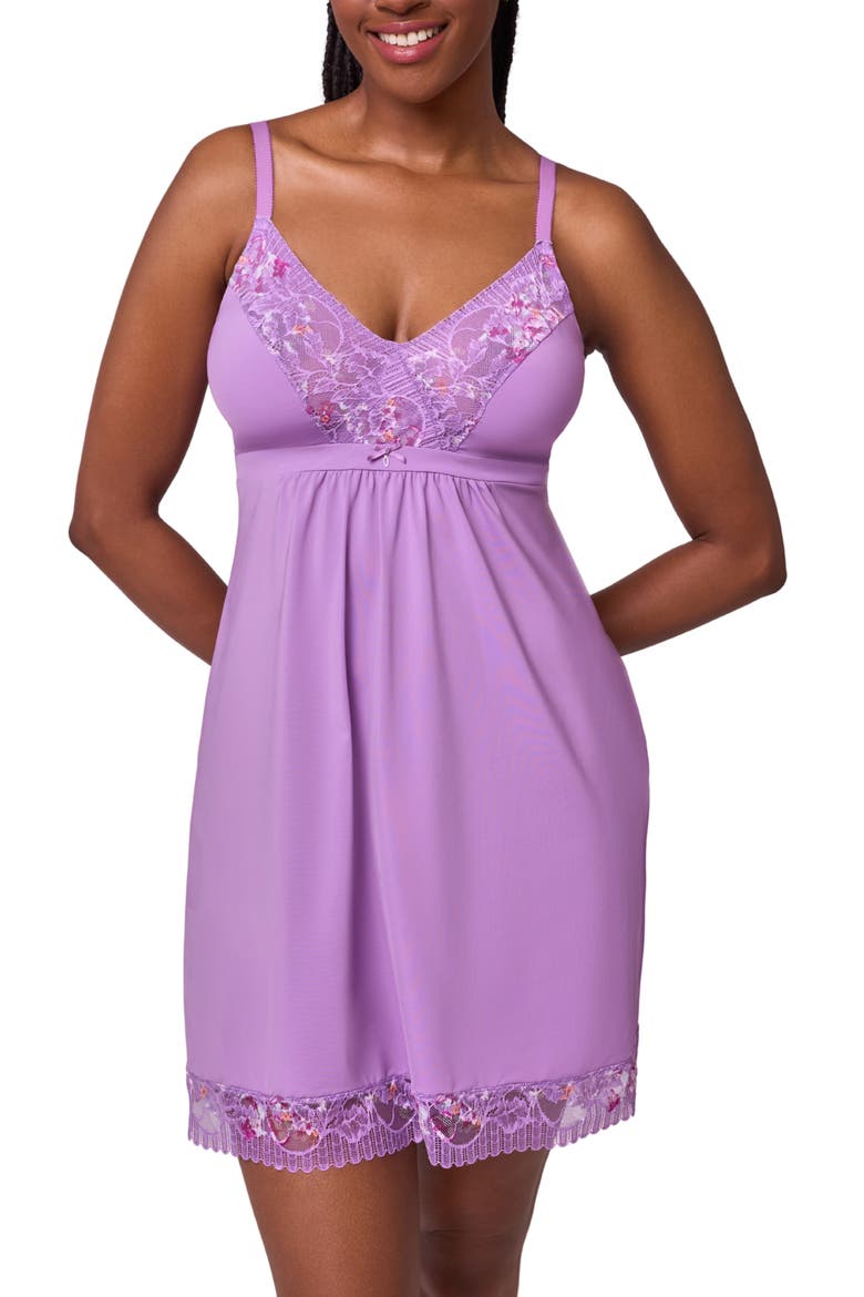 Lace Trim Full Bust Support Chemise, Main, color, TULIP/TULIP FIELD