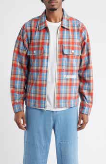 Folklore Plaid Brushed Wool Blend Zip-Up Work Jacket