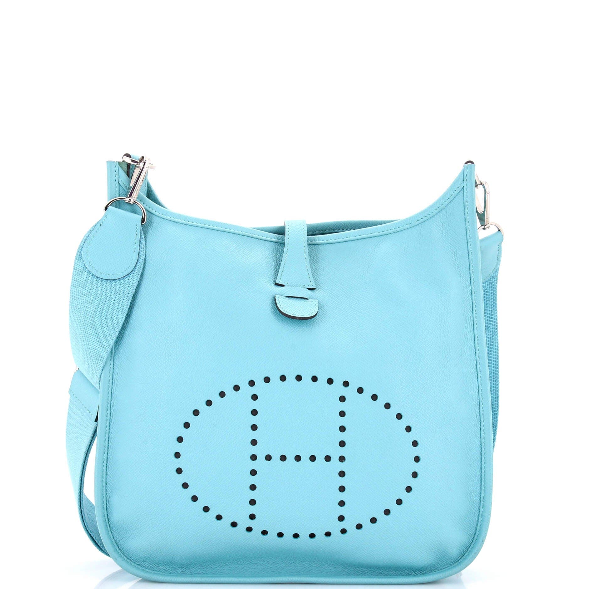 Pre-Owned Hermes Evelyne Bag Gen III Epsom PM, Main, color, Bleu Atoll