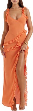 HOUSE OF CB Pixie Ruffle Georgette Body-Con Cocktail Dress