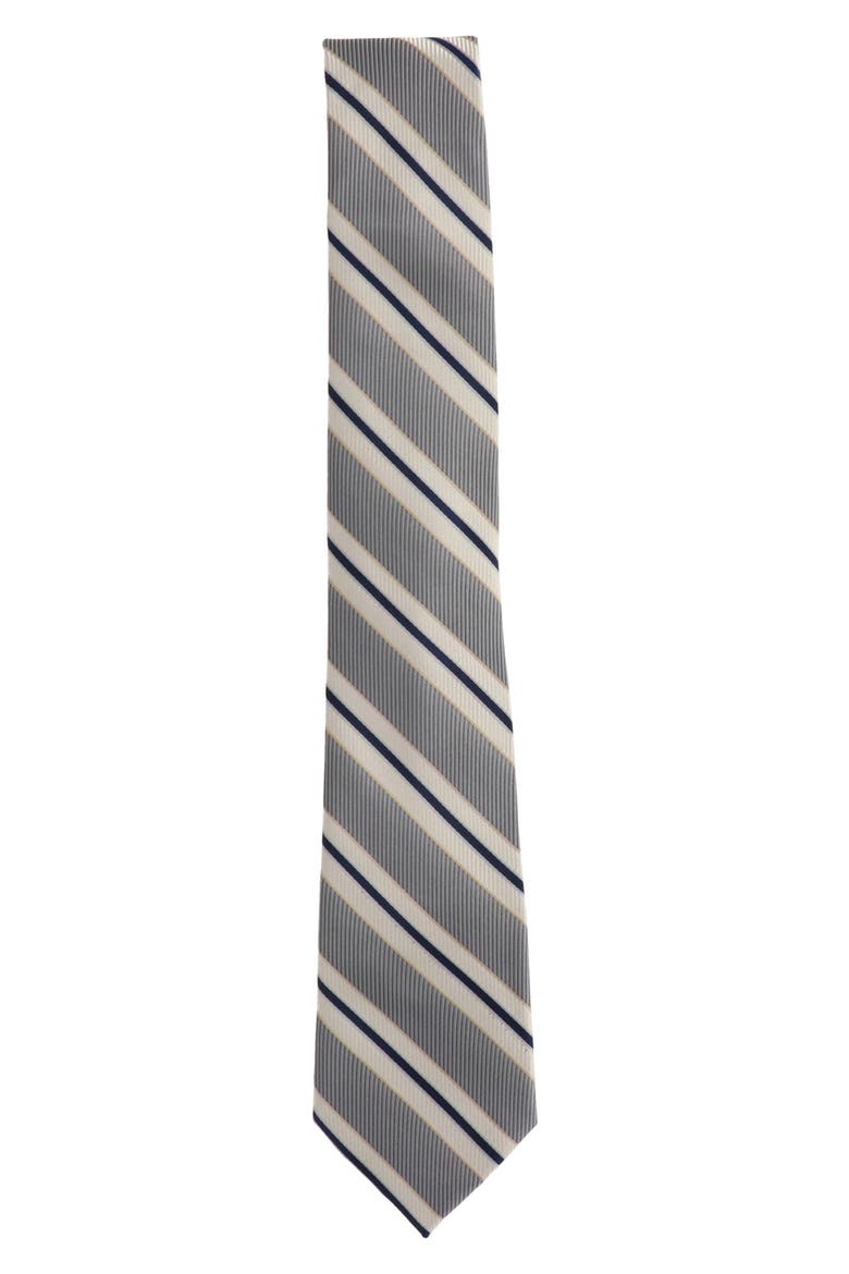 Wide Stripe Tie, Alternate, color, SILVER NAVY