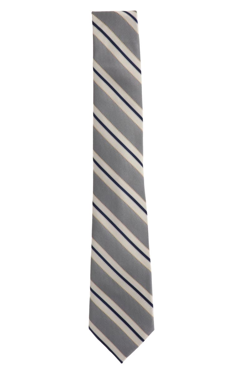 Scotch & Soda Wide Stripe Tie, Alternate, color, Silver Navy