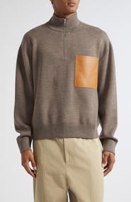 Bottega Veneta Oversize Double Knit Wool Quarter Zip Sweater