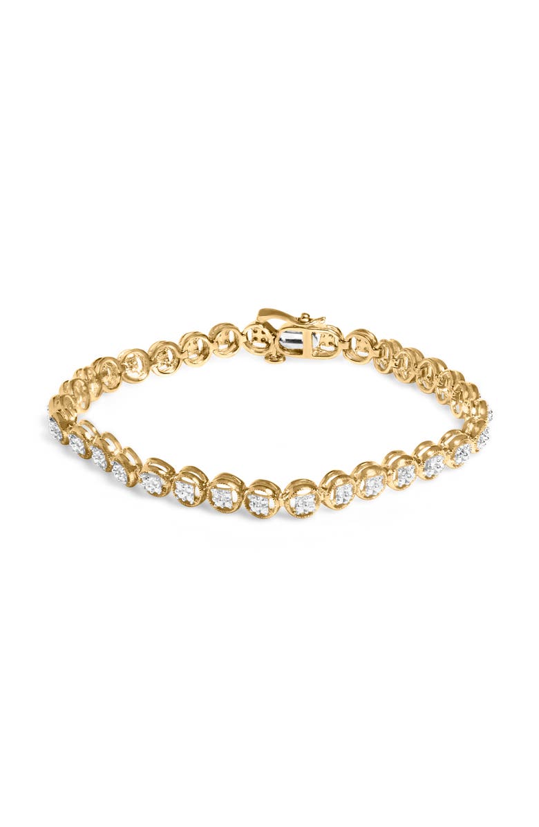 Haus of Brilliance Silver 1/10 Cttw Diamond Open Circle Wheel Link Tennis Bracelet, Main, color, Yellow Gold Over Silver