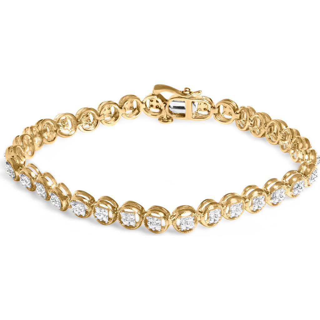 Haus of Brilliance Silver 1/10 Cttw Diamond Open Circle Wheel Link Tennis Bracelet in Yellow Gold Over Silver at Nordstrom