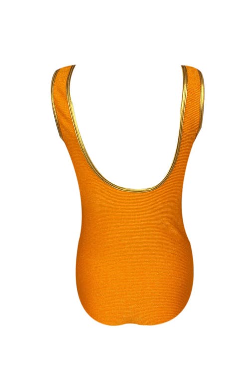 Nessi Byrd Kids' Casual Eyelet Detail Orange One-piece Swimsuit