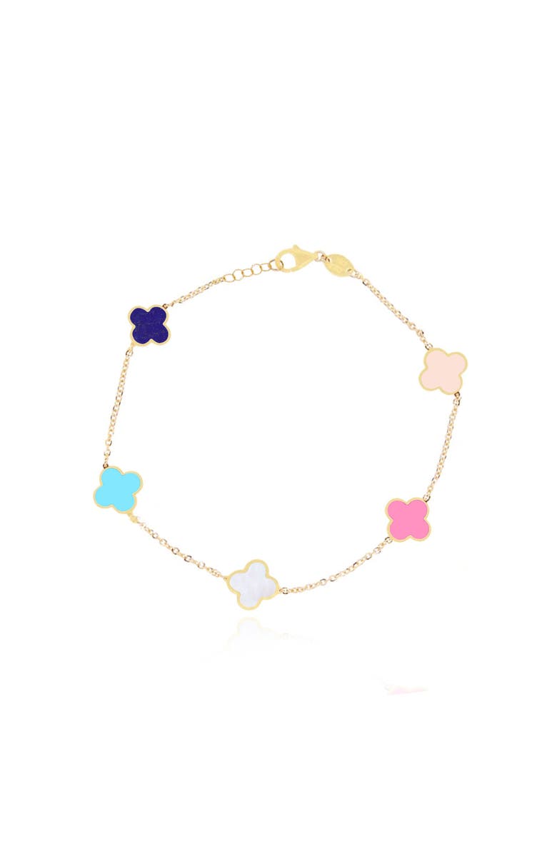 The Lovery Fine Jewelry Mini Pastel Mixed Clover Bracelet, Main, color, Pastel Mixed