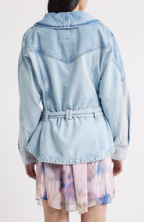 Hugo Boss Peplum-hem Jacket In Blue Rigid Denim With Belt