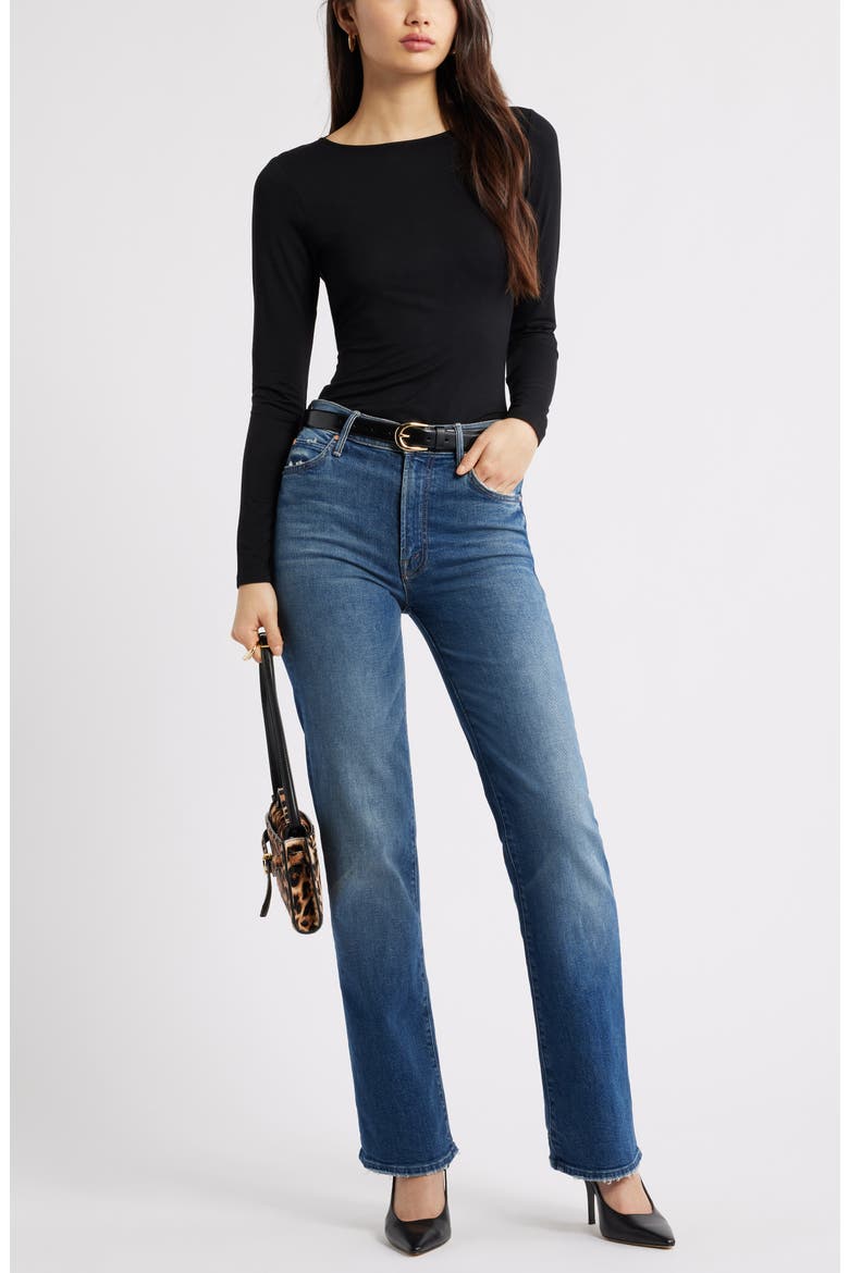 Cowl Back Long Sleeve Shirt, Alternate, color, BLACK