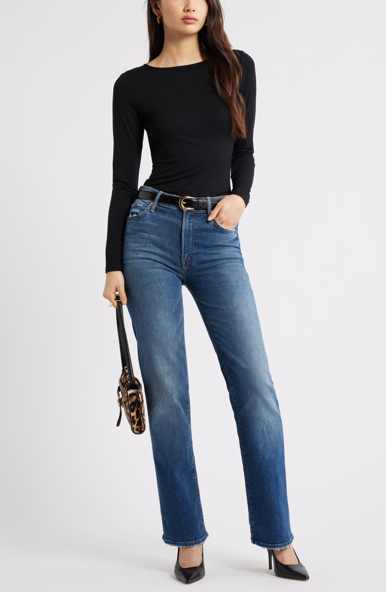 Open Edit Cowl Back Long Sleeve Shirt, Alternate, color, Black