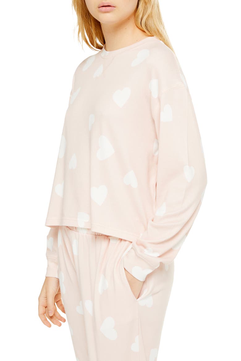 Supersoft Heart Print Sweatshirt, Alternate, color, BLUSH