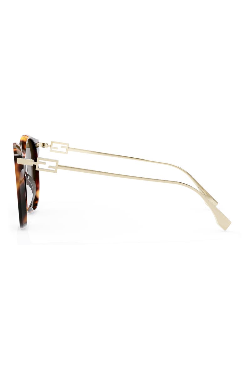 'Fendi Baguette 54mm Round Sunglasses, Alternate, color, COLORED HAVANA / BROWN POLAR